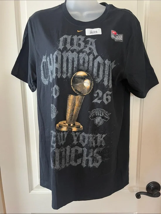 Nike Black Graphic Tee with Gold Trophy Print