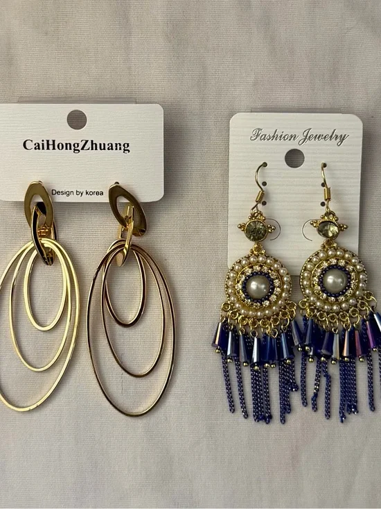 Glam Rhinestone Tassel Statement Earrings $15 Each New