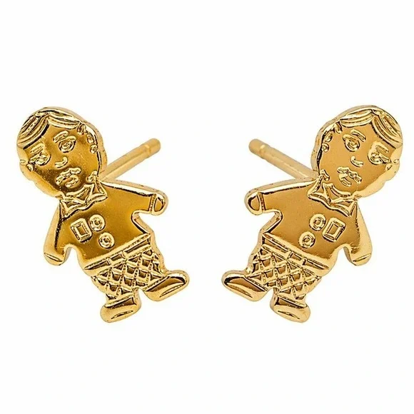 Gold Tone Boy Stud Earrings – Cute Fashion Biju Studs‎