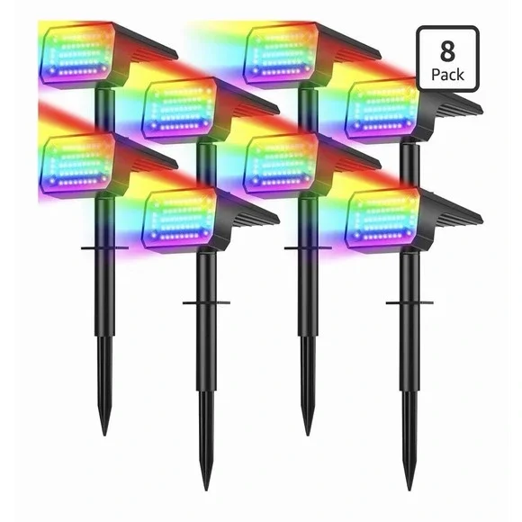 Solar Color Changing Spot Lights Outdoor Waterproof IP65, [4 Pack/32 LED/7 Mo...