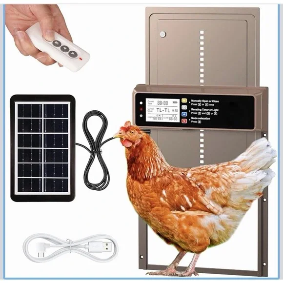 Automatic Chicken Coop Door Solar Powered with Timer & Light Sensor New In Box