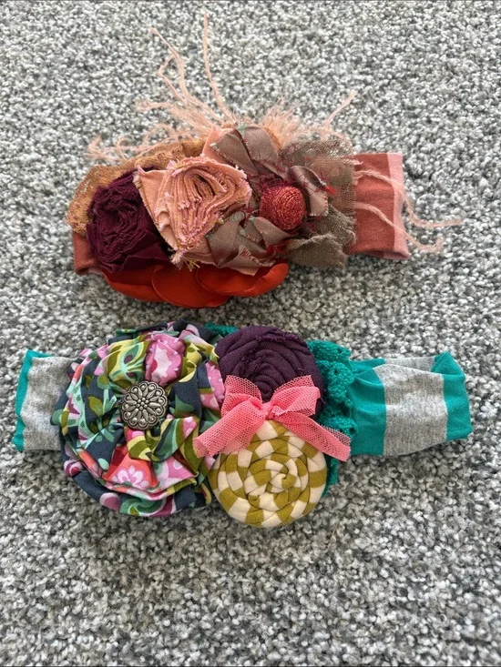 Persnickety Floral Fabric Headbands - Coral, Teal, Purple