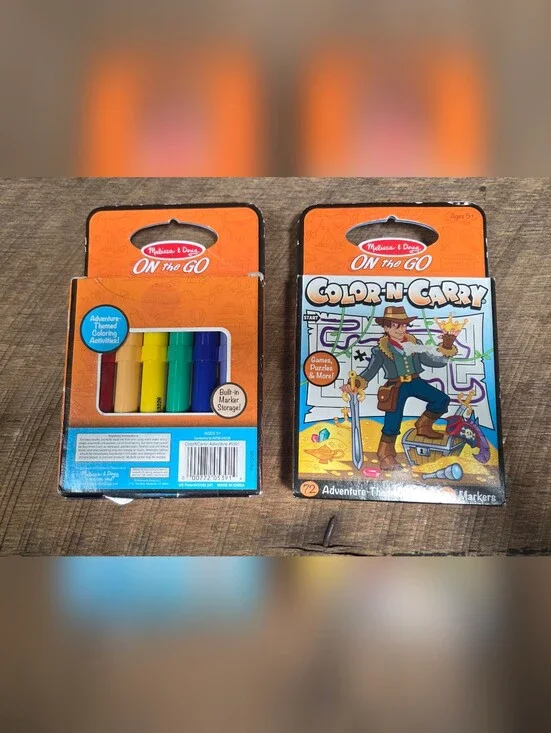 Setbof 2 Melissa & Doug Color-N-Carry Adventure Travel Activity Set - Bin Q