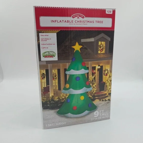 Gemmy Holiday‎ Time 9' Foot Inflatable Light-Up Christmas Tree Holidays Decor
