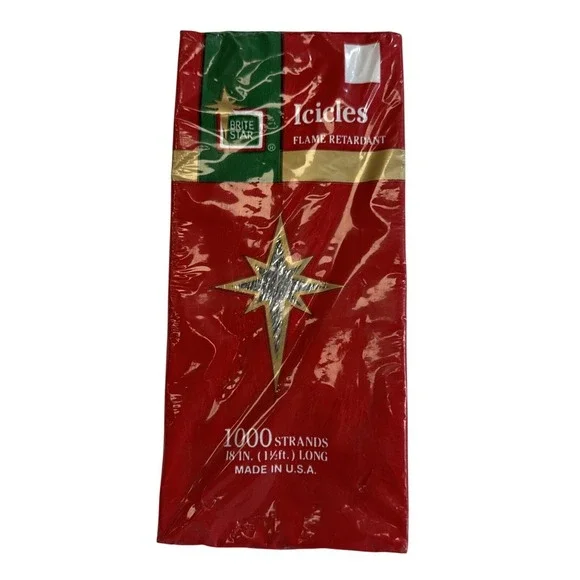 Brite Star Christmas Tinsel Icicles 1000 Strands Silver Flame‎ Retardant 18