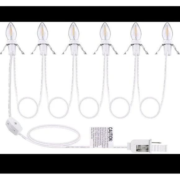 (3 Pack) 6 LED Blow Mold Christmas Village Lights C7 String Cord W On/Off Switch