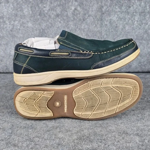 Florsheim Mens 11 M Navy Blue Suede Leather Slip On Boat Shoes Loafers 11391-410