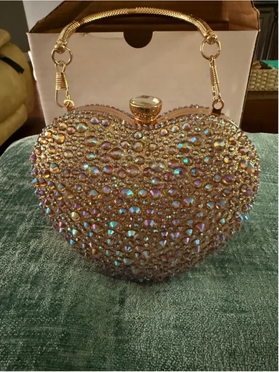 Women's Ramla Gold Iridescent Heart Shaped Clutch One Size