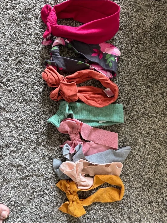 Assorted Knot Headbands - Pink, Floral, Coral, Mint, Gray, Mustard set of 8