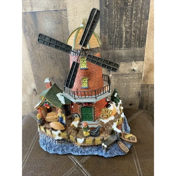 VTG 2004 Holiday House Fiber Optic Windmill Lighthouse Christmas Village Works