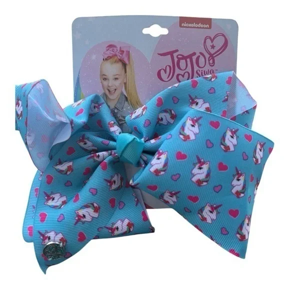 3/$25 Nickelodeon JoJo Siwa Pink and Blue Unicorn Hair Bow