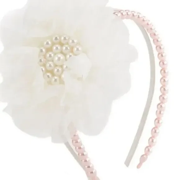 Copper key ivory pearl pink headband‎