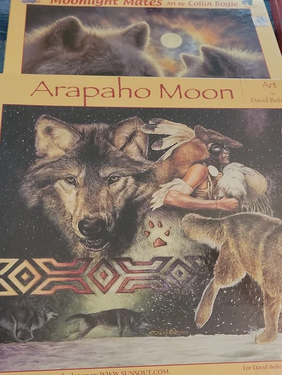 Arapaho Moon Wolf Puzzle And Moonlight Mates Wolf Puzzle