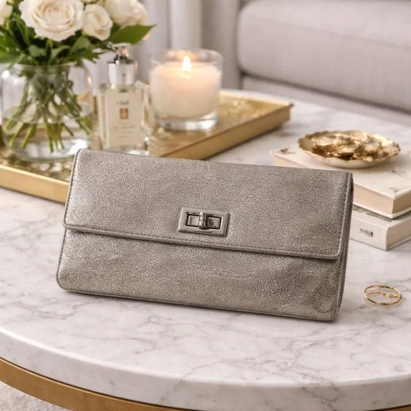 Soft Gray Micro Suede Envelope Clutch | Minimalist Evening Neutral