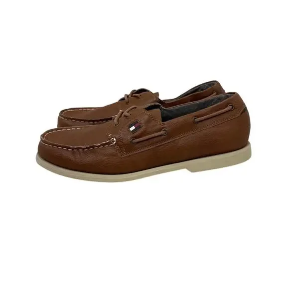 Tommy Hilfiger Shoes Brown Leather Slip On Boat Loafers Size Men's 10.5