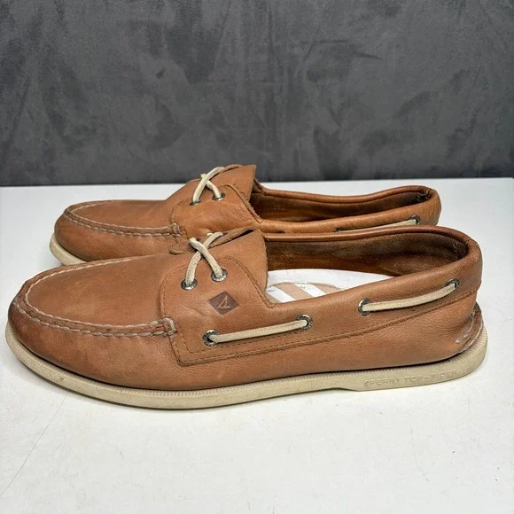 Sperry Top-Sider Boat Shoes Mens 13 Tan Leather STS17359 Classic Nautical Casual