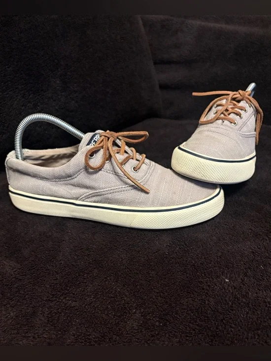 Sperry Top-sider Striper II CVO light grey/gray Baja canvas boat shoes men’s 7