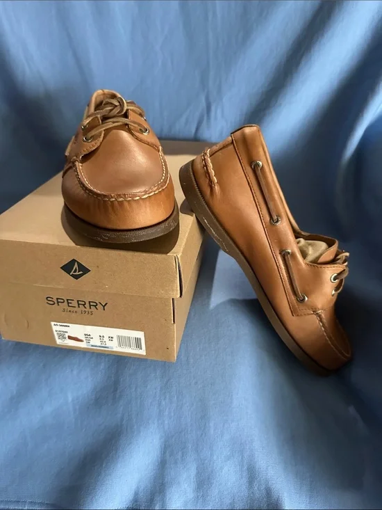 Sperry Men’s Brown Leather Moc-Toe Boat Shoes