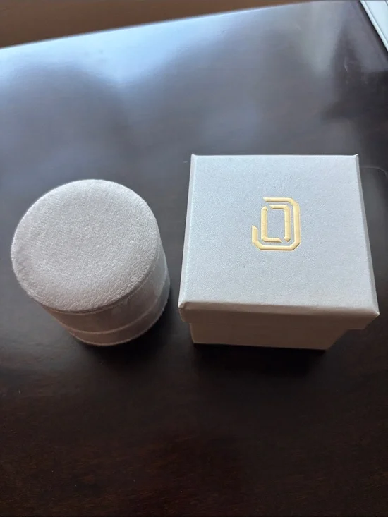 Gray Velvet Jewelry Box with Gold Logo