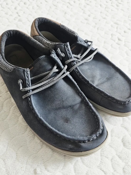Hey Dudes Men's Casual Navy Grey Moc Toe Lace-Up Shoes
