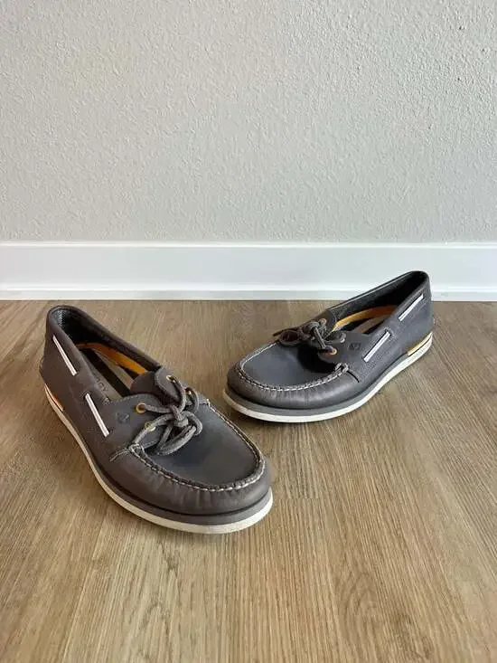 Sperry Top-Sider, Men's 13, Grey Leather Boat Shoes,Preppy,Beach, Elevated Basic