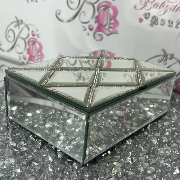 Jewelery box rhinestone bling Elegant Mirrored Jewelry Box with Crystal Accents