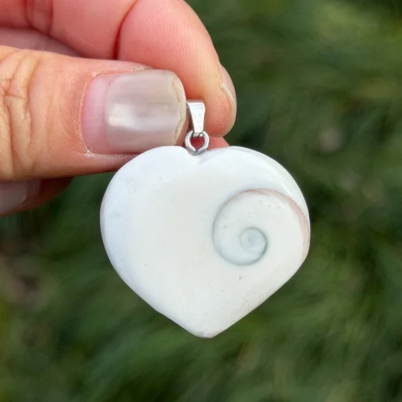 Stainless steel natural Shiva eye‎ heart pendant 1001