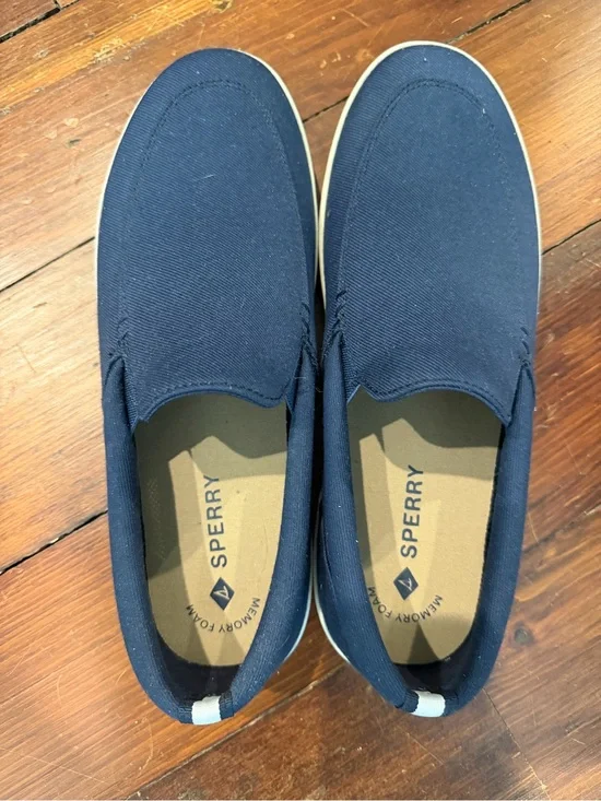 Sperry Men's Navy Canvas Slip-On Boat Shoes