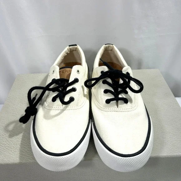 Sperry Sea Cycled Striper‎ II CVO Mens Sneakers White Size US 9 Textured Lace-Up