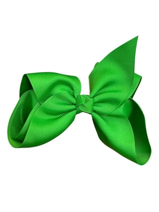4/$25 Girls Green Ribbon Big Bow Hair Clip