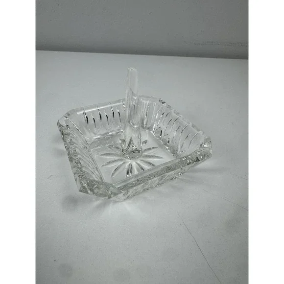 Vtg‎ MCM Crystal Ring Holder Trinket Dish Jewelry Vanity Catchall