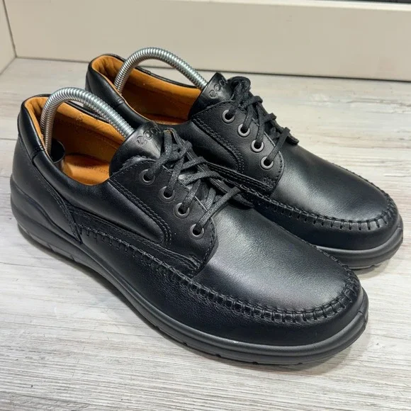 Men's ECCO Seawalker Leather‎ Tie Oxford Shoes - Black - Sz EU 42 US 8-8.5
