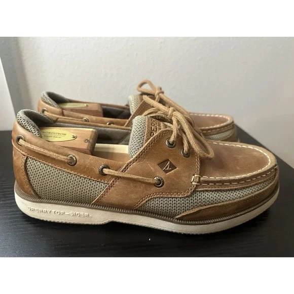 Sperry 2-Eye Top-Sider Boat Shoe Medium Brown Leather Men's Sz 9 W #STS22067