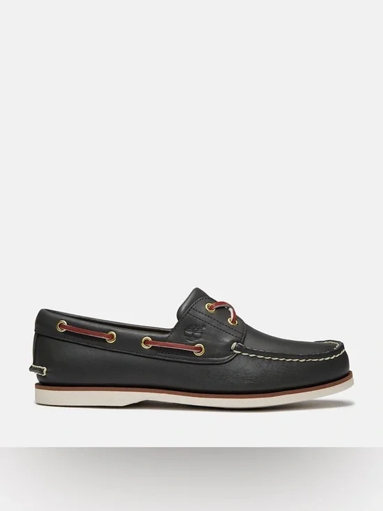Men's Leather Boat Shoes with Contrast Laces