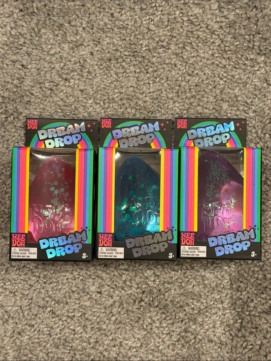 NeeDoh Dream Drop Squishy Toy - FULL SET!!pink blue purple (Set of 3)