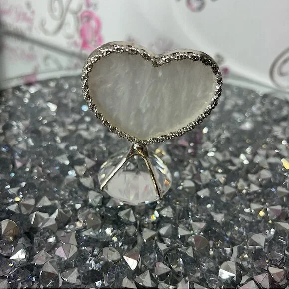 Heart-Shaped diamond White Jewelry Holder display tray silver crystal bling