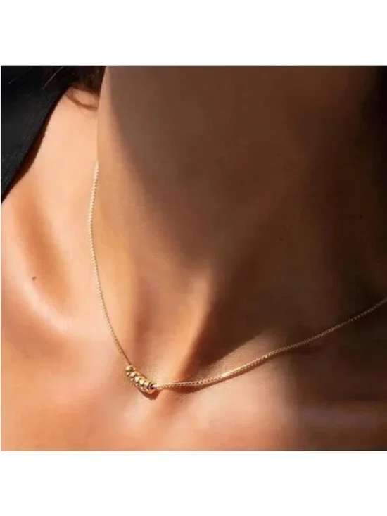 New! Gold Bead Charm Necklace (3028) NWOT