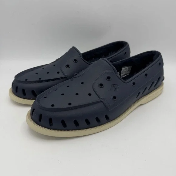 Sperry Top-Sider Float Navy Blue Faux Fur Lined Boat Shoes‎ Mens 12 STS23886