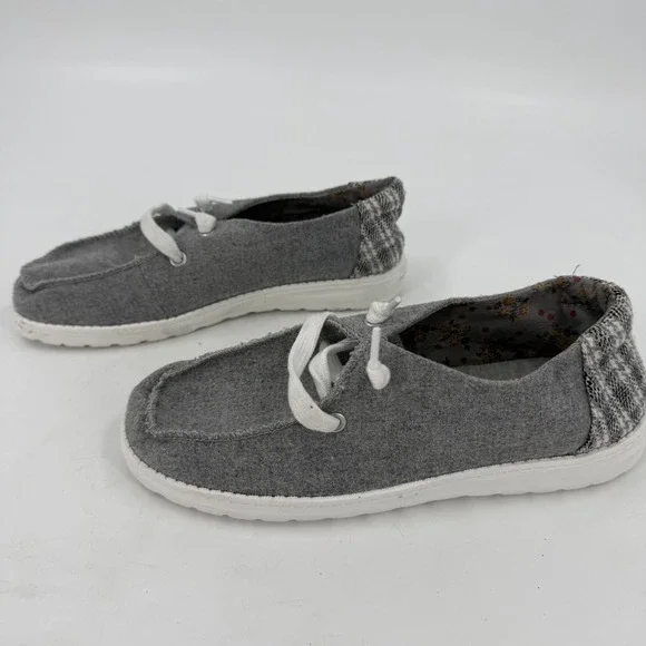 Pop Boating 2 Boat Shoes Mens US 8M Gray White Houndstooth Comfort Fit Moc Toe