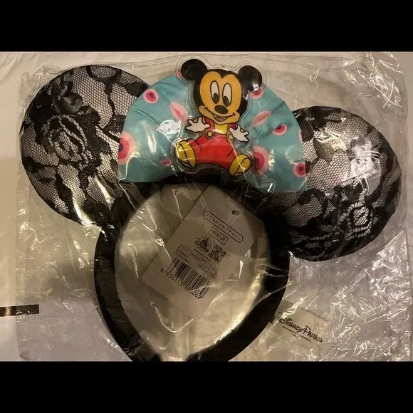 Disney Parks Minnie Ears Polka Dot Black Lace Limited Party Headband