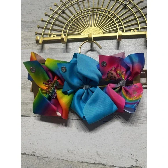 Jo‎ Jo Siwa Hair Bow Lot on Alligator Clips (Set of 3) - Good Used Condition
