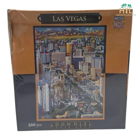 Dowdle Las Vegas 500 Piece Jigsaw Puzzle 18x24 Folk Art Eric Dowdle City Toy New