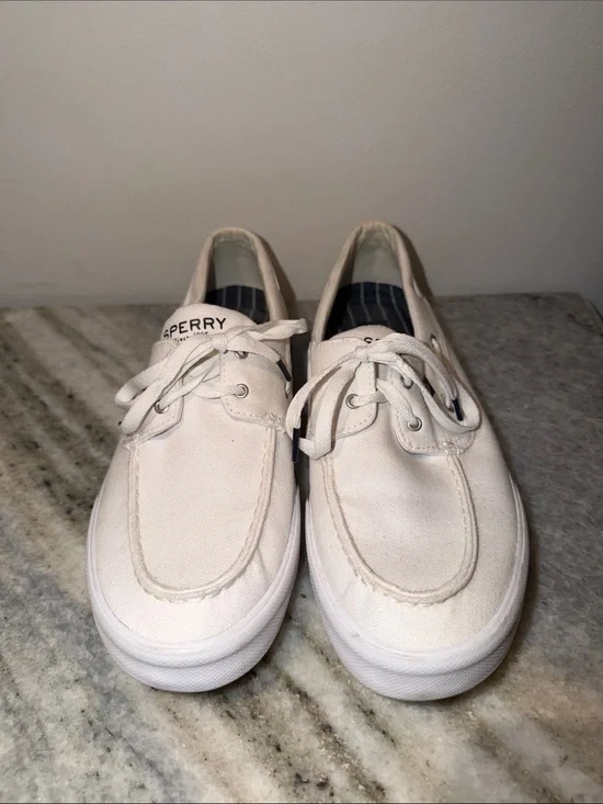 Sperry Men’s Off-White Canvas Two-Eye Boat Shoes