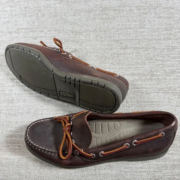 NEW L.L. Bean Boat Shoes Mens 9 Brown Casco Bay Tumbled Leather Loafers