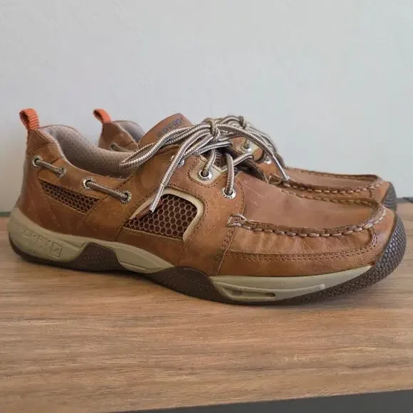 Sperry Sea Kite Sport Moc Boat Shoes Men 10M Light Brown Leather Lace Up