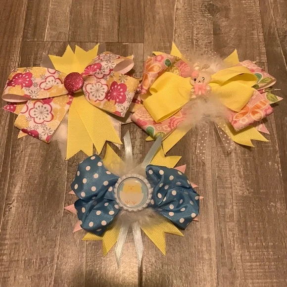 Lot of 3‎ Spring/Easter hair bows