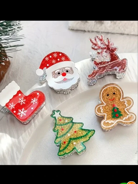Festive Christmas hair clip set of 5 kids new