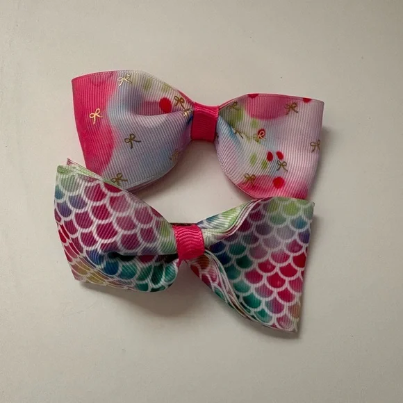 Colorful Mermaid and Bow Pattern Hair Clips