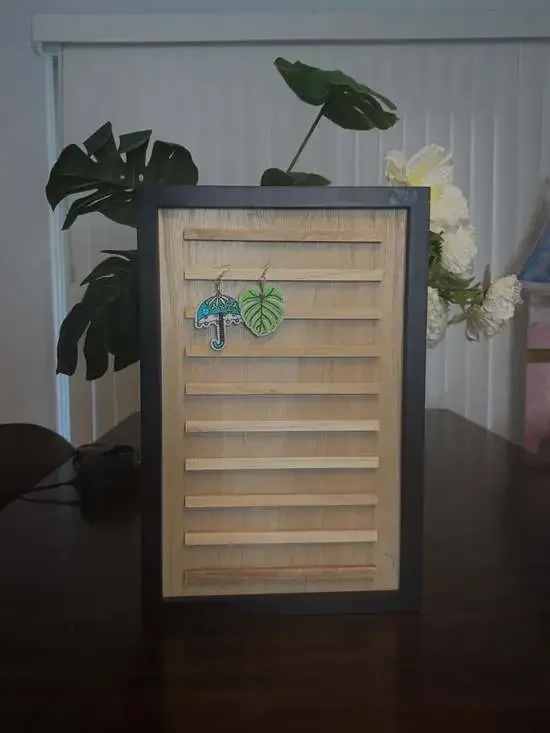 Wooden Earring Display Organizer Rack with Black Frame