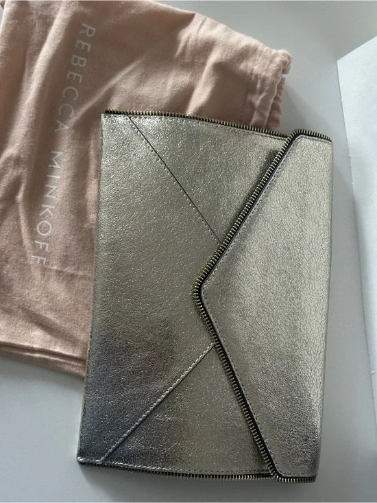 Rebecca Minkoff Crinkled Metallic Gold Envelope Clutch
